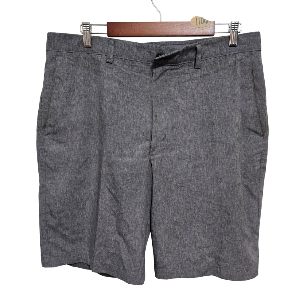 PGA Tour Mens Gray Heather Stretch Golf Shorts Size 36 Flat‎ Front Performance